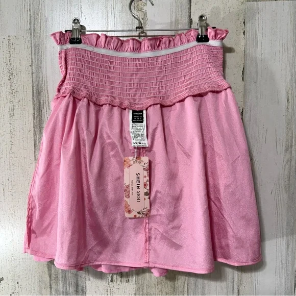 SHEIN Mod Pink Ruffled Mini Skirt NEW - Picture 7 of 12